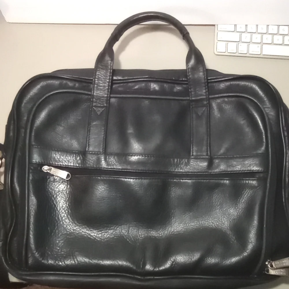 Vintage Wilson Leather Unisex Briefcase Laptop Bag Travel Work Shoulder Strap